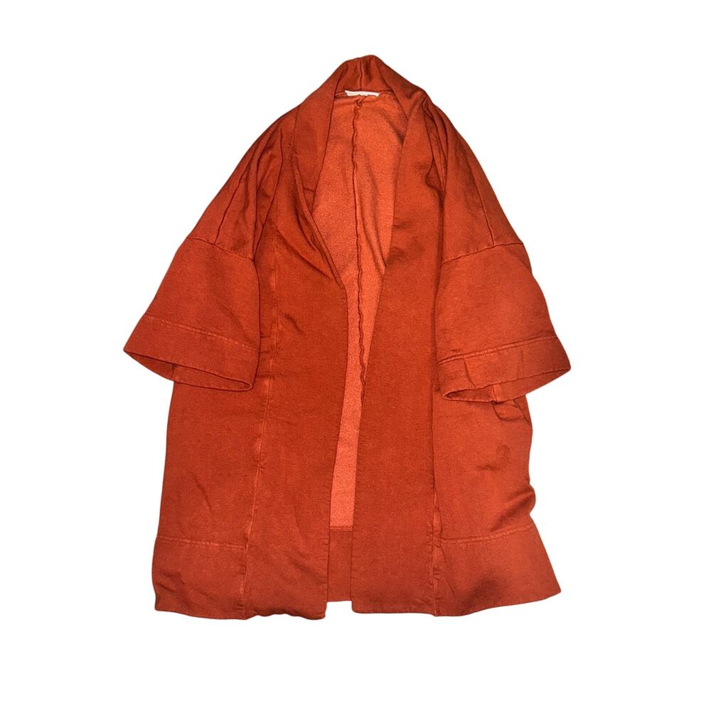 Bryn Walker Cocoon Cardigan Women's S Burnt Orange Pockets Open Bamboo Cotton